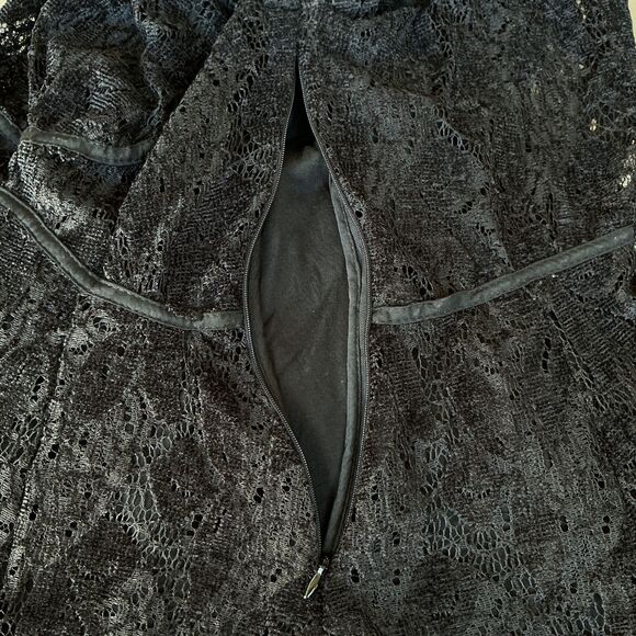 Free People Ruby Lace Mini Dress Balloon Sleeve Black BOHO Witchy Romantic Goth - Picture 14 of 16